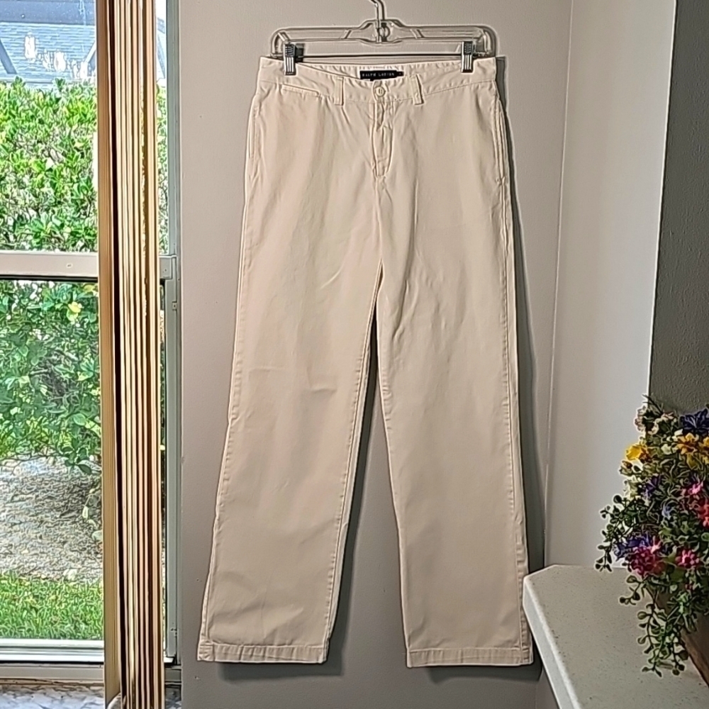RALPH LAUREN, women's‎ size 4 white jeans blue label 💯 % cotton. Nice